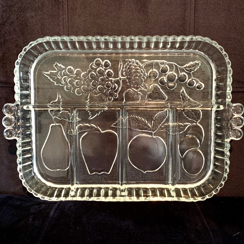Etched Glass Divided Fruit Tray